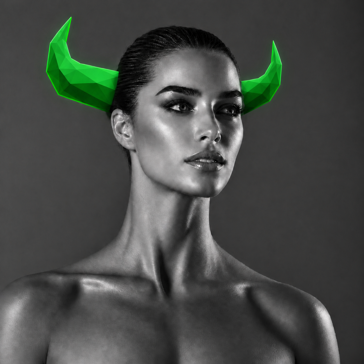 Portrait of STASEM with glowing green horns
